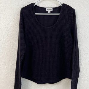 Abound Women's Black Cozy Crew Neck Cropped Sweatshirt Size Small